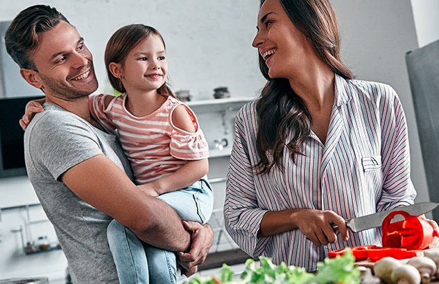 Family making dinner