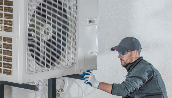 Heat pump being installed